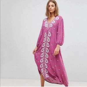 Free people embroidered v maxi dress